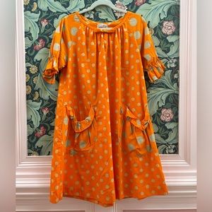 60s Vintage Mod Orange Polka Dotted tent dress